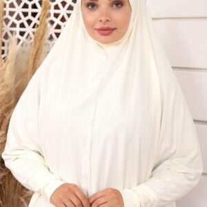Hijab T SHIRT a enfiler Blanc en Mousseline de Soie 3