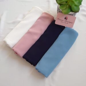 BOX Decouverte Hijab Queen Crepes Blanc Rose Bleu Marine Bleu Ciel