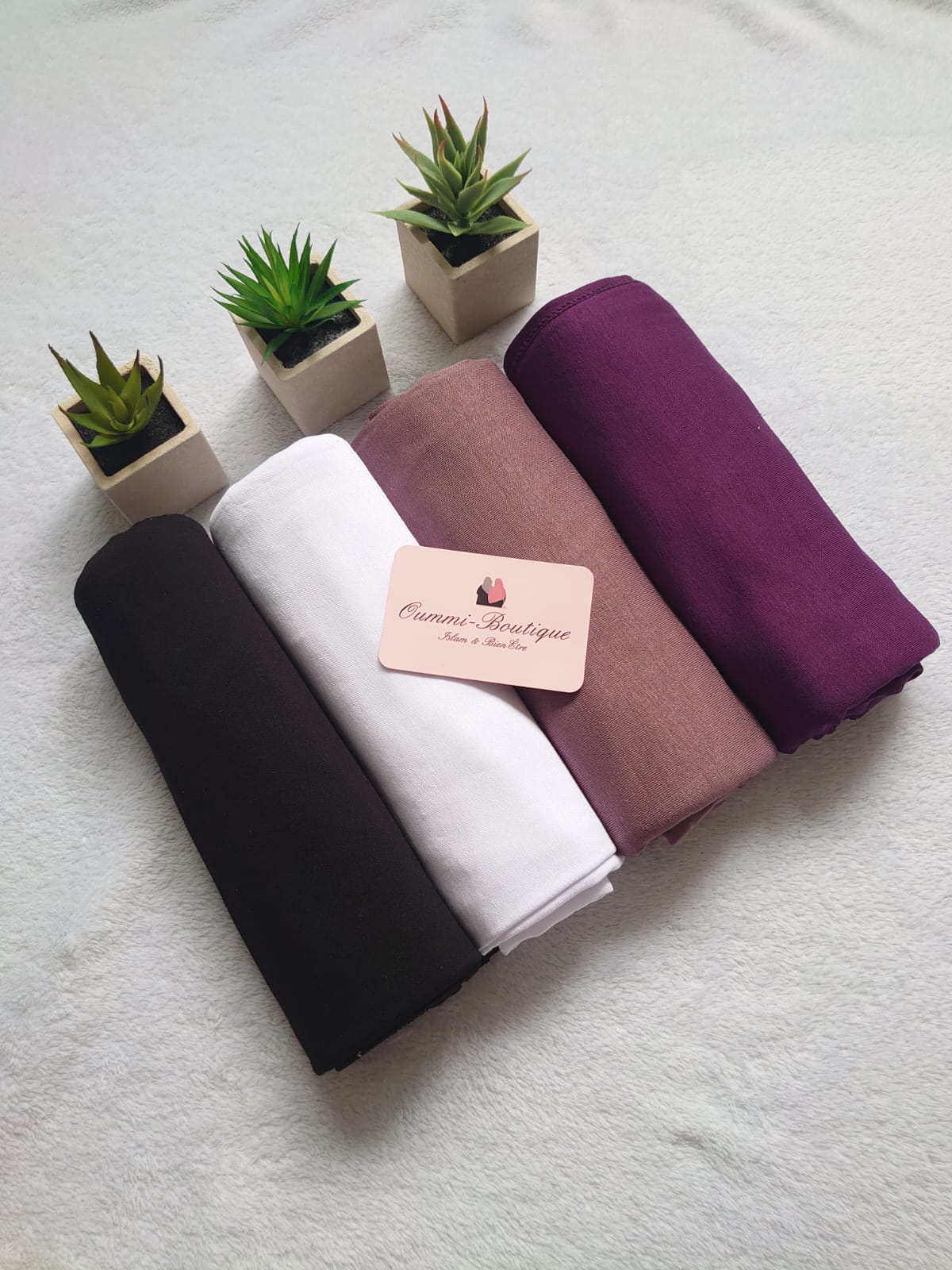 BOX LOVE Hijab JERSEY Blanc Noir Bordeaux Prune 1