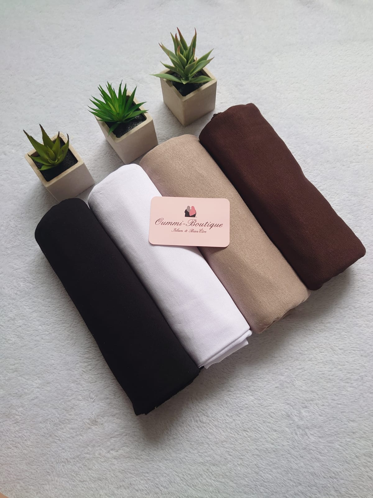 BOX Nature Hijab JERSEY Blanc Noir Marron Clair Marron Fonce