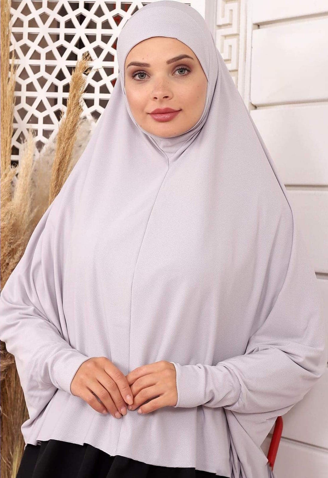 Hijab T SHIRT a enfiler Gris Claire en Mousseline de Soie