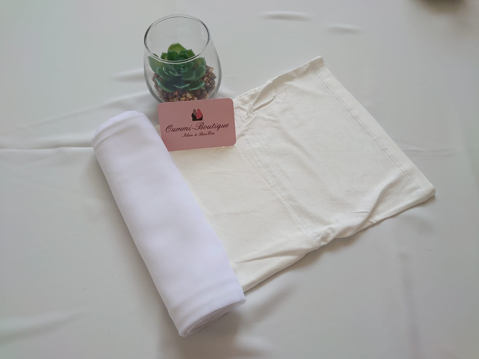 Hijab a Enfiler Blanc 2 en 1 Mousseline de soie