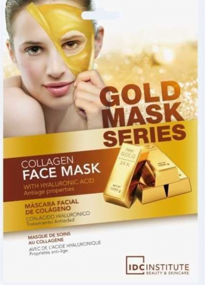 Masque visage soin dore au Collagene avec de lAcide hyaluronique GOLD SERIES