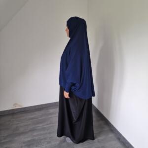 Hijab T-Shirt à Enfiler Bleu Nuit en Mousseline de soie 3